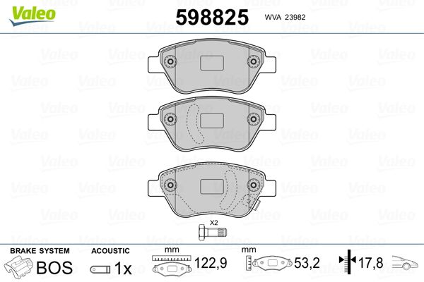 VALEO 598825 Brake Pad Set, disc brake