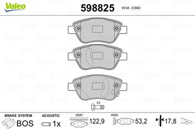 Brake Pad Set, disc brake VALEO 598825