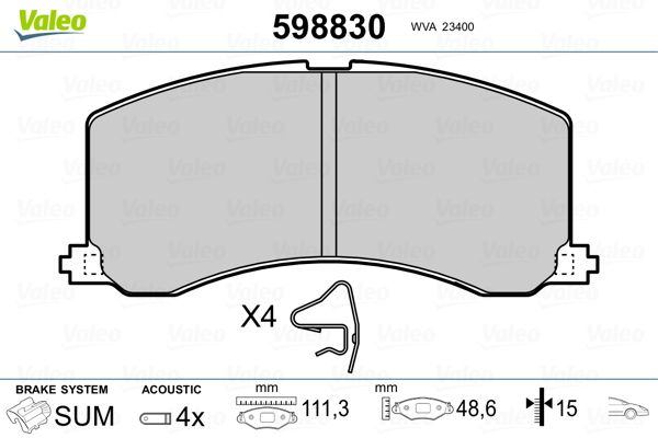 VALEO 598830 Brake Pad Set, disc brake