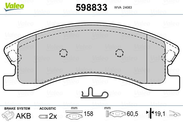 VALEO 598833 Brake Pad Set, disc brake