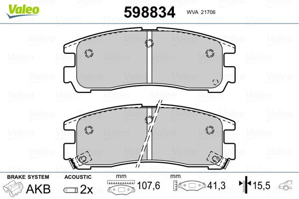 VALEO 598834 Brake Pad Set, disc brake