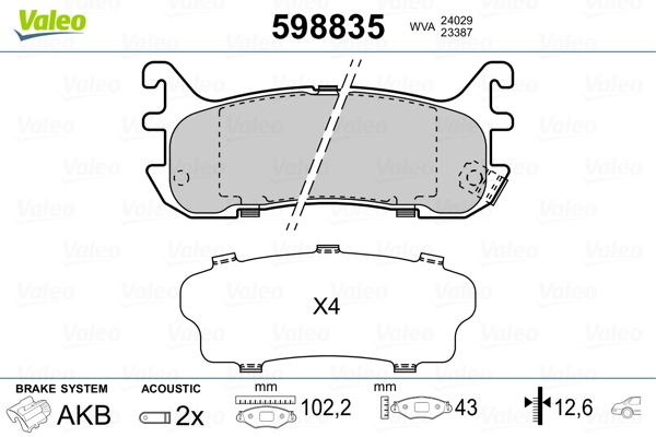 VALEO 598835 Brake Pad Set, disc brake