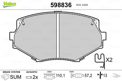 Brake Pad Set, disc brake VALEO 598836