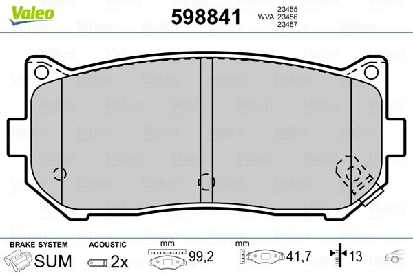 VALEO 598841 Brake Pad Set, disc brake