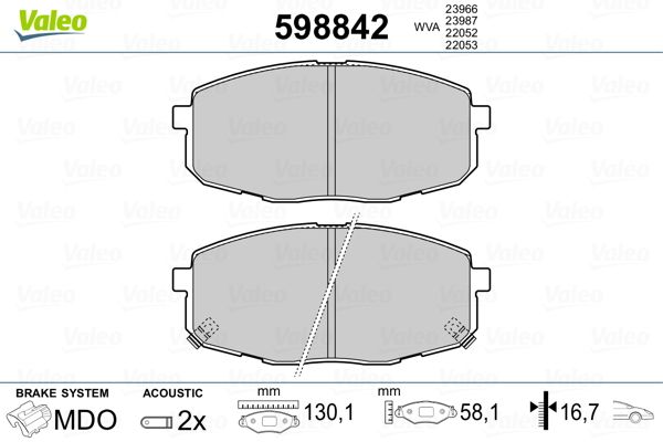 VALEO 598842 Brake Pad Set, disc brake