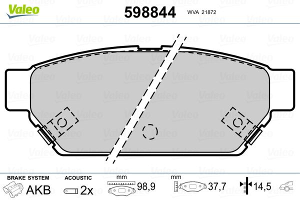 VALEO 598844 Brake Pad Set, disc brake