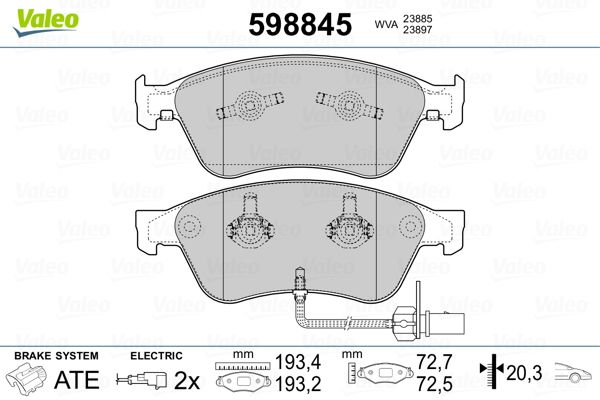 VALEO 598845 Brake Pad Set, disc brake