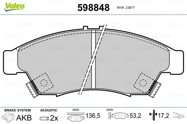 VALEO 598848 Brake Pad Set, disc brake