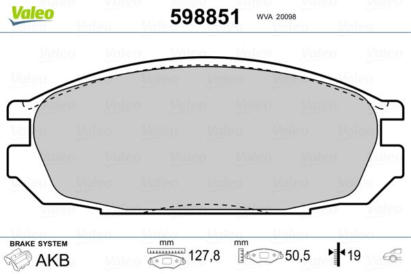 VALEO 598851 Brake Pad Set, disc brake