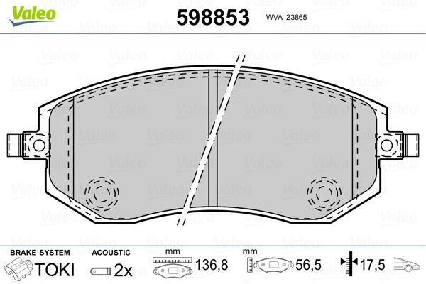 VALEO 598853 Brake Pad Set, disc brake