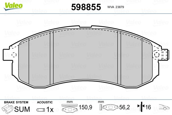 VALEO 598855 Brake Pad Set, disc brake
