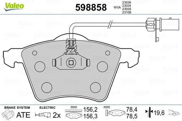 VALEO 598858 Brake Pad Set, disc brake