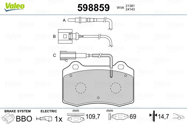 VALEO 598859 Brake Pad Set, disc brake