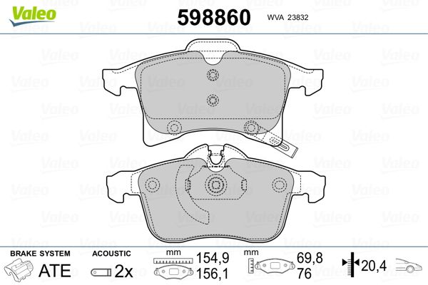 VALEO 598860 Brake Pad Set, disc brake