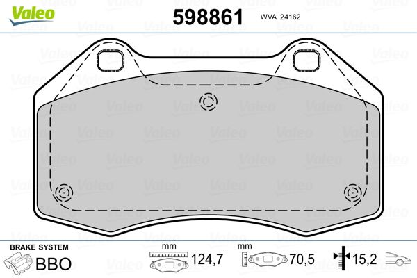 VALEO 598861 Brake Pad Set, disc brake