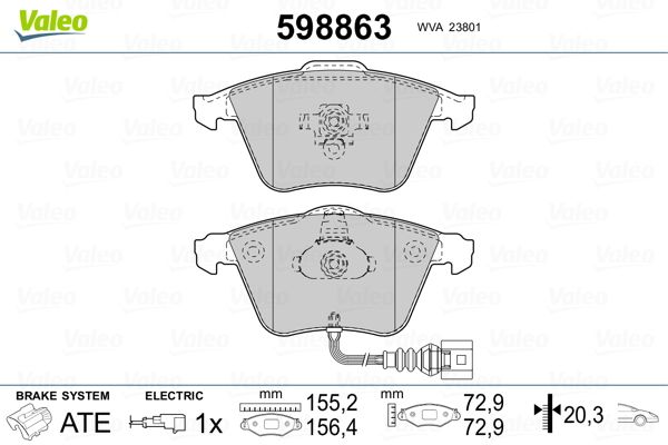 VALEO 598863 Brake Pad Set, disc brake