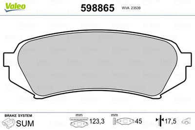 Brake Pad Set, disc brake VALEO 598865