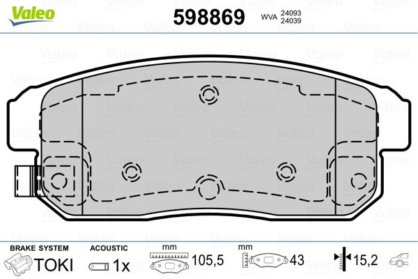 VALEO 598869 Brake Pad Set, disc brake
