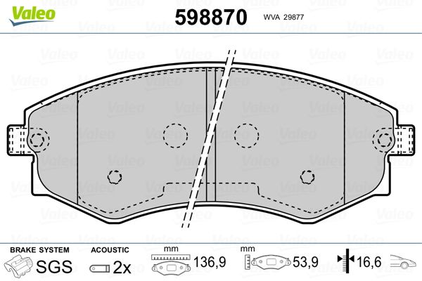 VALEO 598870 Brake Pad Set, disc brake