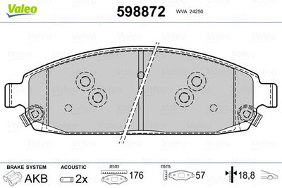 Brake Pad Set, disc brake VALEO 598872