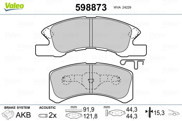 VALEO 598873 Brake Pad Set, disc brake