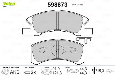 Brake Pad Set, disc brake VALEO 598873