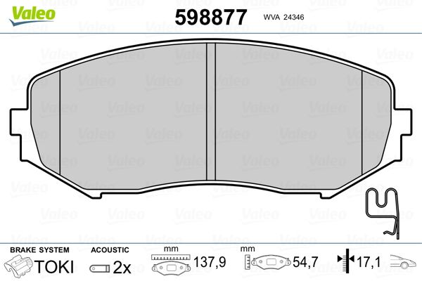 VALEO 598877 Brake Pad Set, disc brake