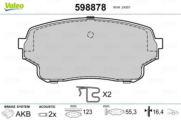 VALEO 598878 Brake Pad Set, disc brake