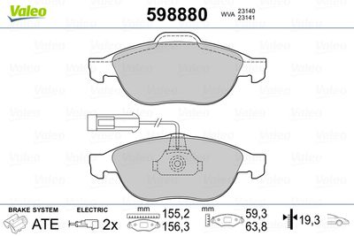 Brake Pad Set, disc brake VALEO 598880