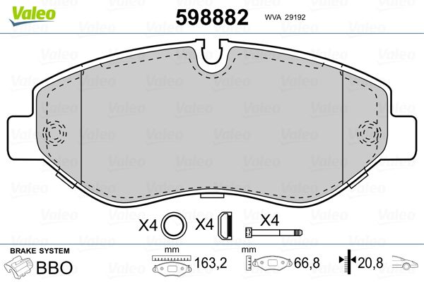 VALEO 598882 Brake Pad Set, disc brake