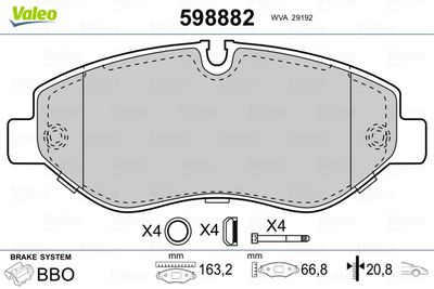 Brake Pad Set, disc brake VALEO 598882