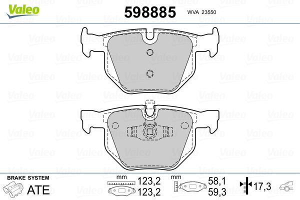 VALEO 598885 Brake Pad Set, disc brake