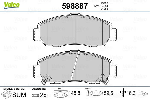 VALEO 598887 Brake Pad Set, disc brake