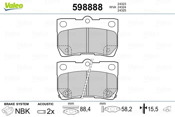 VALEO 598888 Brake Pad Set, disc brake
