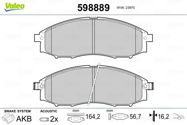 VALEO 598889 Brake Pad Set, disc brake