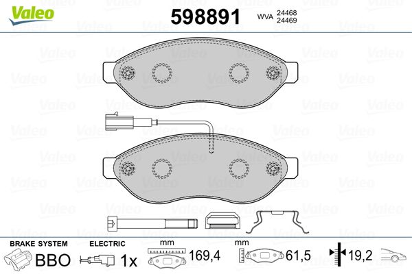 VALEO 598891 Brake Pad Set, disc brake