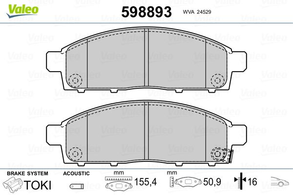 VALEO 598893 Brake Pad Set, disc brake