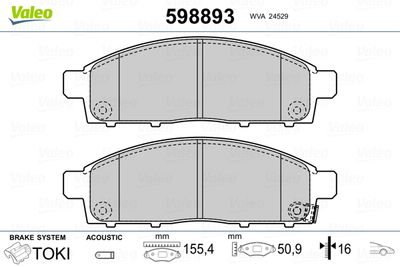 Brake Pad Set, disc brake VALEO 598893