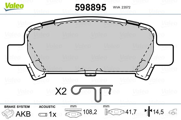 VALEO 598895 Brake Pad Set, disc brake