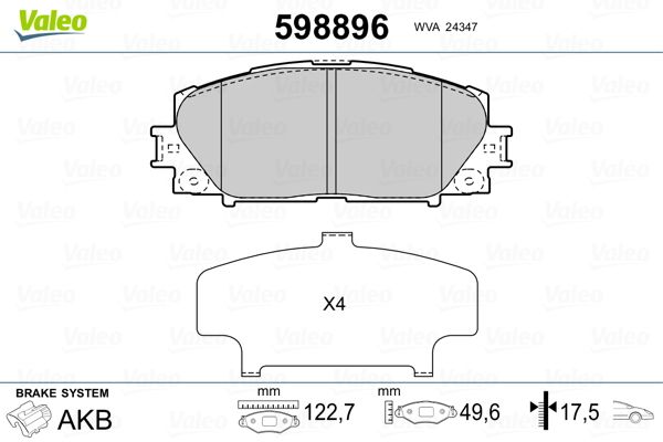 VALEO 598896 Brake Pad Set, disc brake