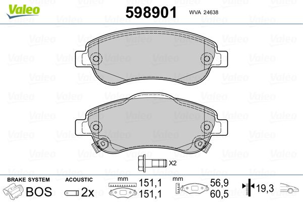 VALEO 598901 Brake Pad Set, disc brake
