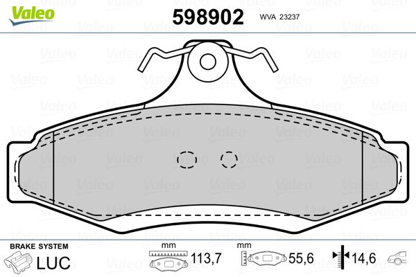 VALEO 598902 Brake Pad Set, disc brake