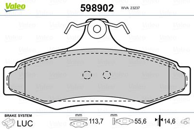 Brake Pad Set, disc brake VALEO 598902