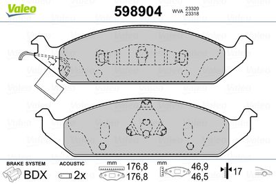Brake Pad Set, disc brake VALEO 598904
