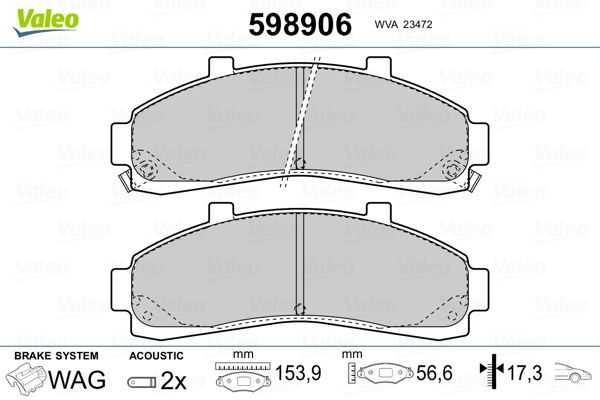 VALEO 598906 Brake Pad Set, disc brake