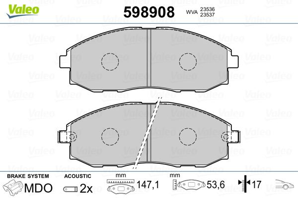 VALEO 598908 Brake Pad Set, disc brake