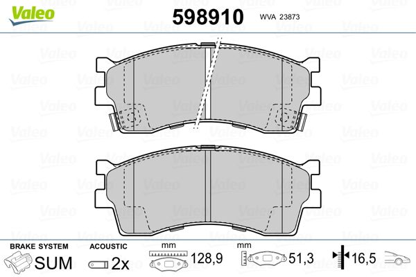 VALEO 598910 Brake Pad Set, disc brake