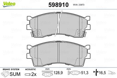 Brake Pad Set, disc brake VALEO 598910