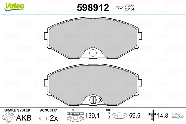 VALEO 598912 Brake Pad Set, disc brake