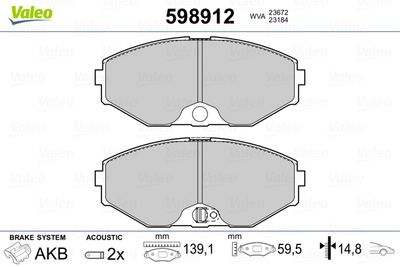 Brake Pad Set, disc brake VALEO 598912